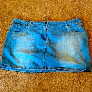 Light blue jean short skirt